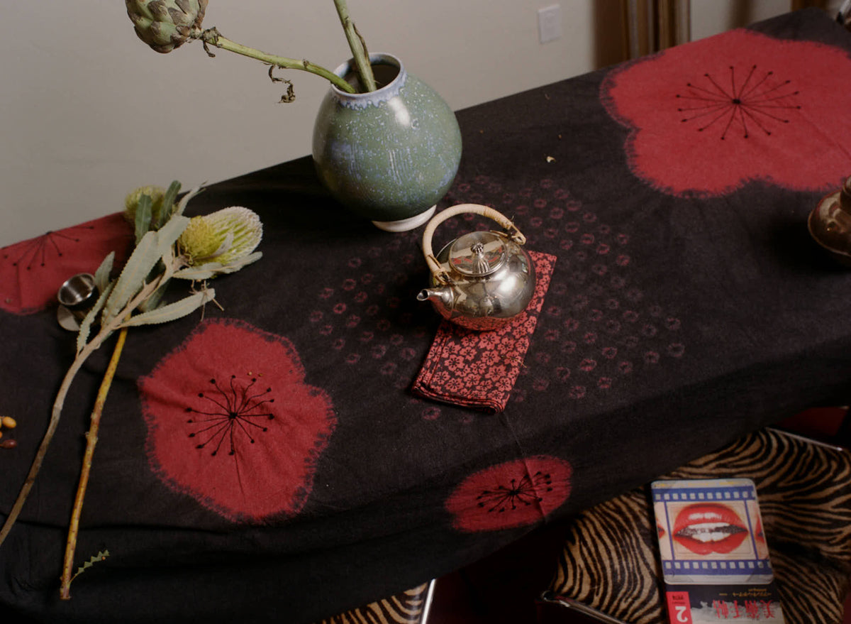 BLOCK-PRINT BLOSSOMS NAPKINS, SET OF 4