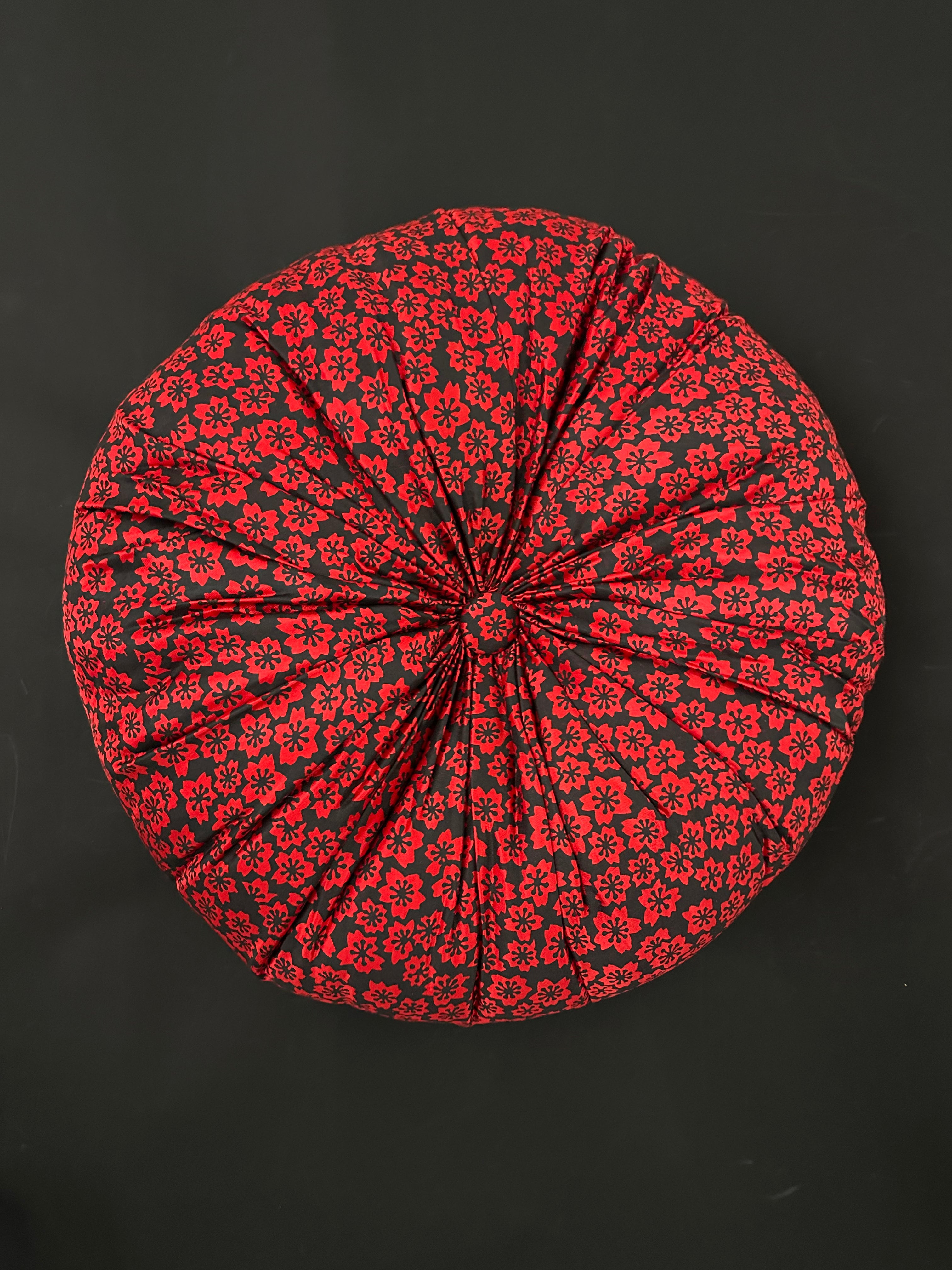 BLOCK-PRINT BLOSSOM ROUND PILLOW CUSHION