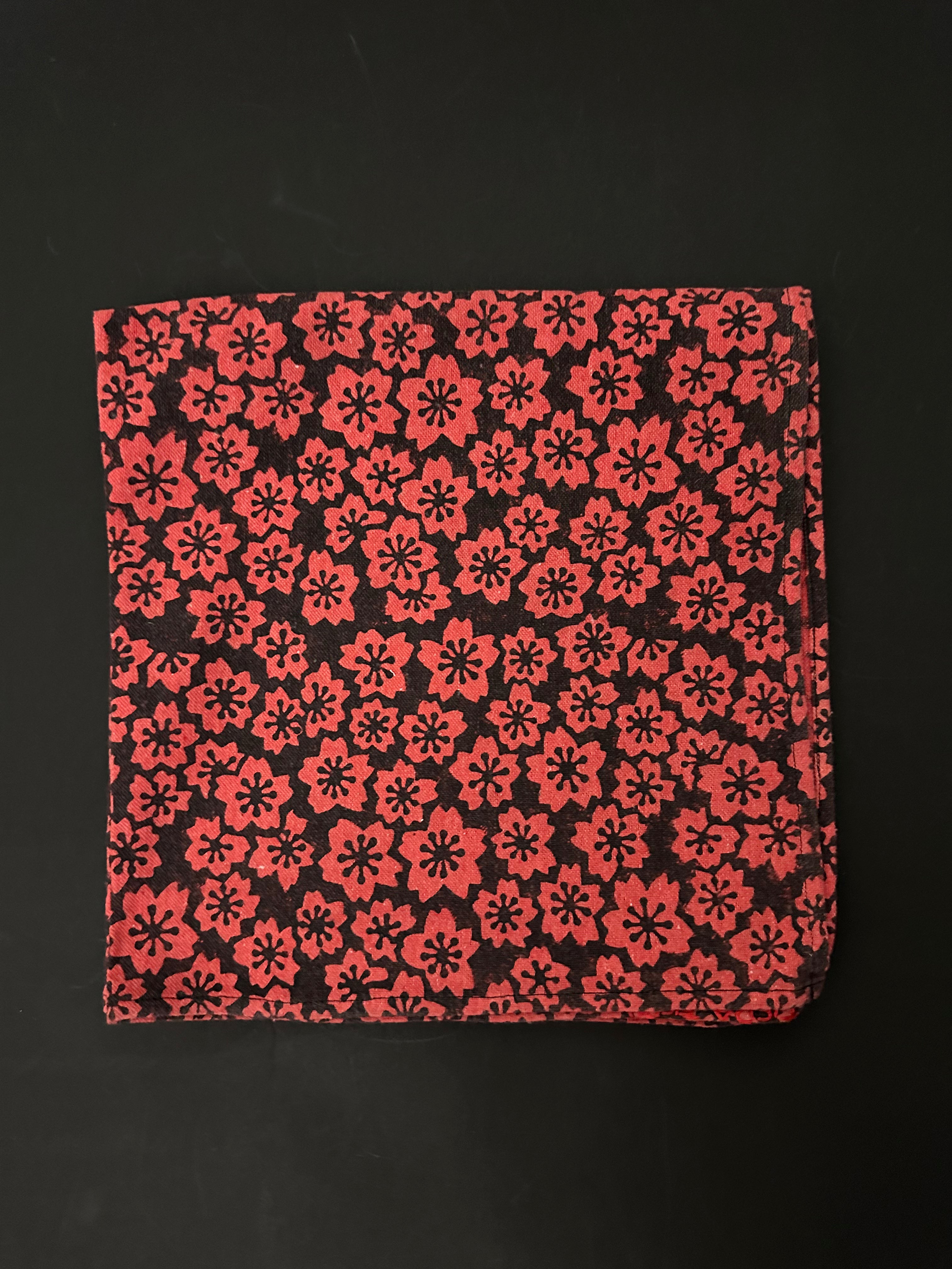 BLOCK-PRINT BLOSSOMS NAPKINS, SET OF 4