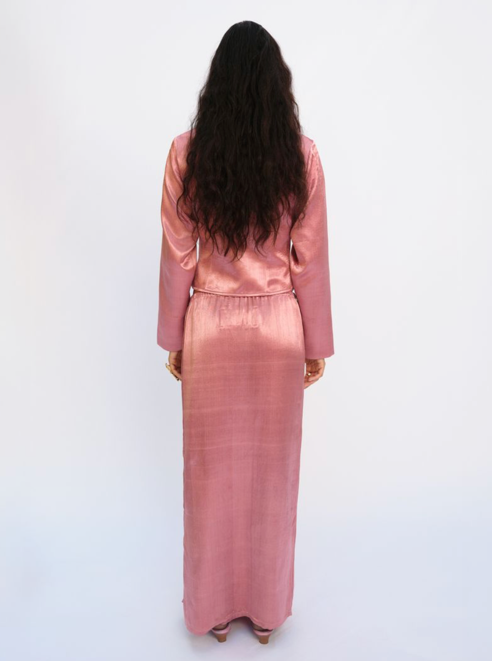 SILK MASHROO SLIP SKIRT, POWDER PINK