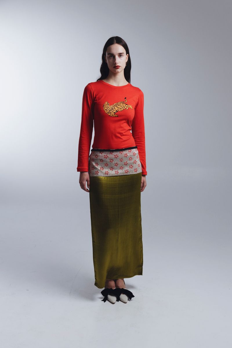 MASHROO SLIP SKIRT, ACID GREEN