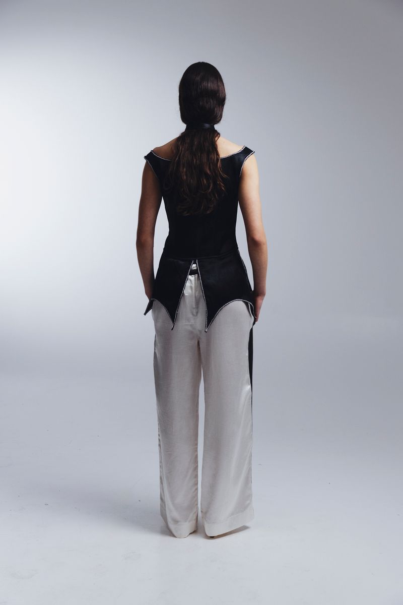 STRIPED BOXING PANT, NATURAL WHITE with BLACK