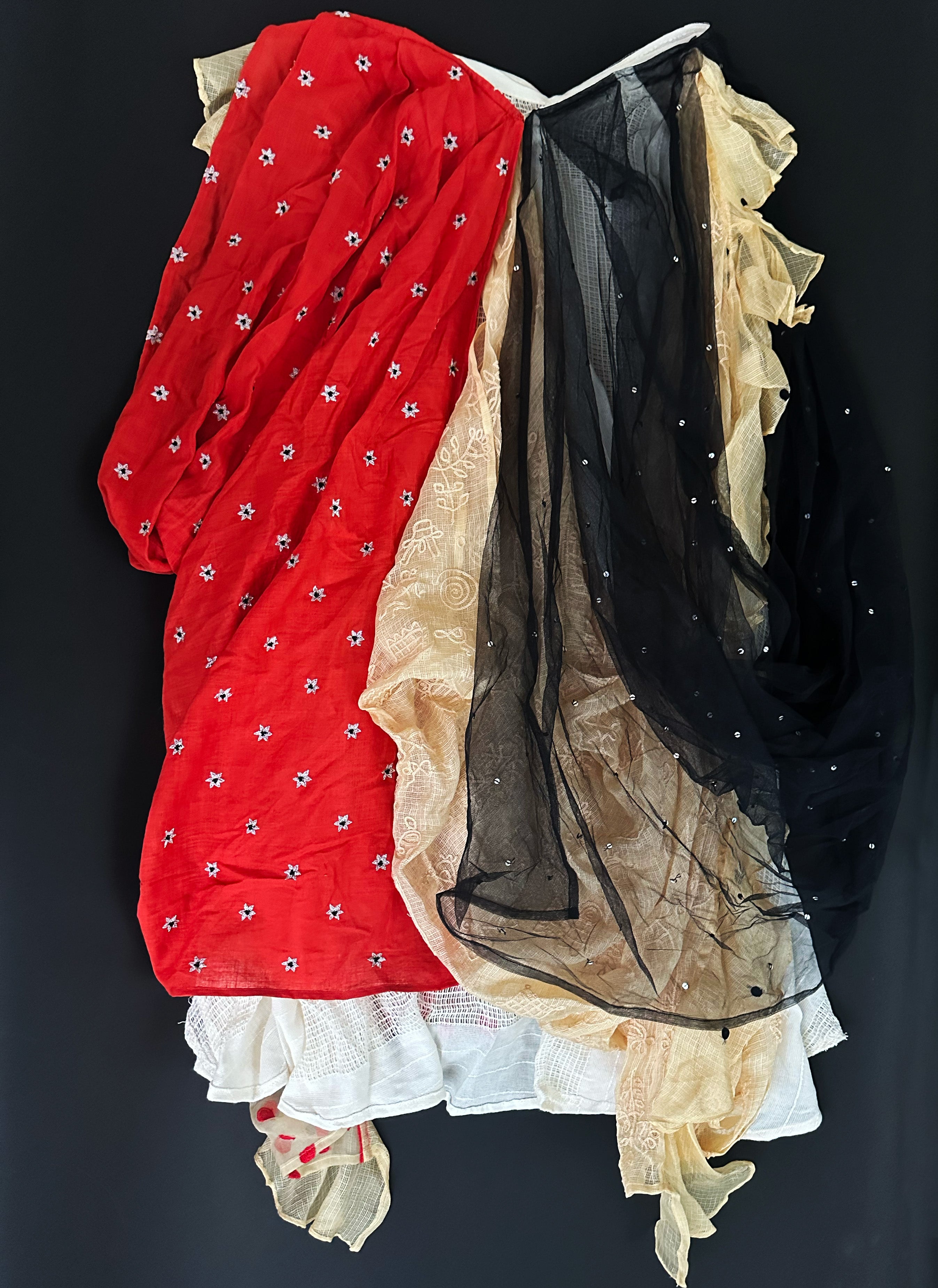 MIXED TEXTILE DRAPE SKIRT